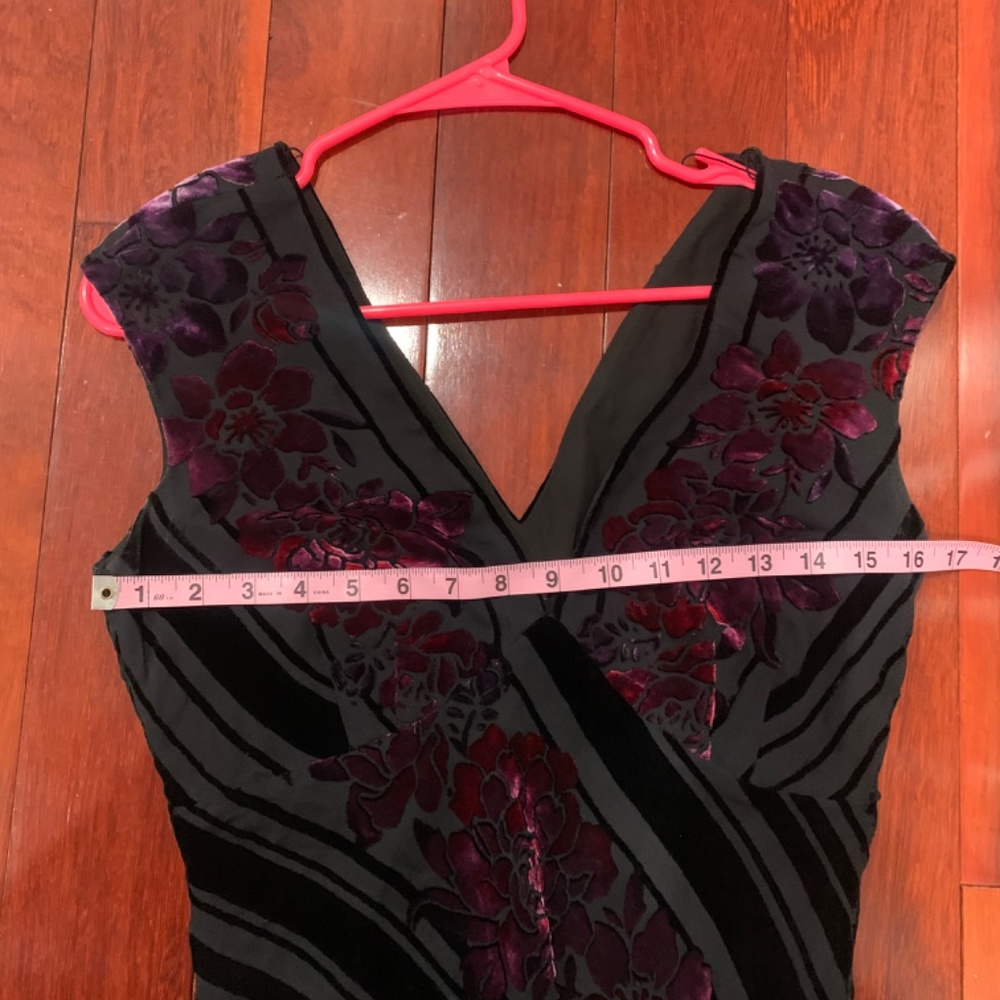 Vintage Muse Black Crushed Velvet Bias A-Line Dress Size 4 - Picture 10 of 11